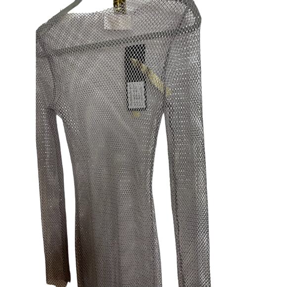 BRONX AND BANCO Long Sleeve Sparkly Embellished Webb Mesh Maxi Dress Size 2 - Picture 9 of 11